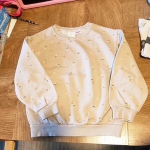 Zara Beige Sweatshirt with Floral Accents